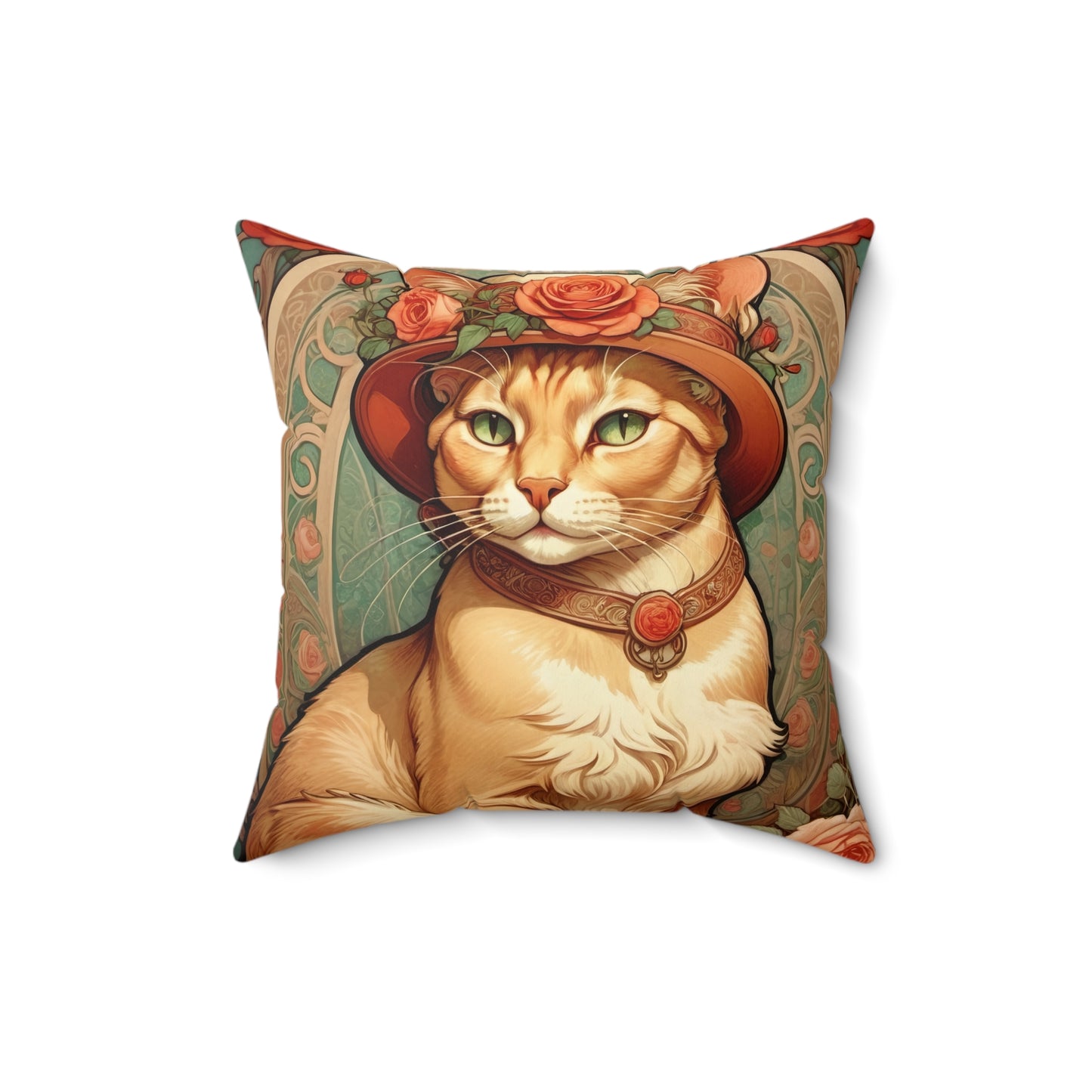 Art Nouveau Cat Square Pillow