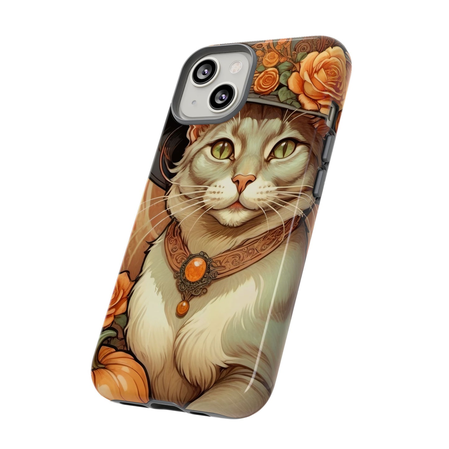 Halloween Alphonse Mucha Tough Phone Cases (A gentleman cat)