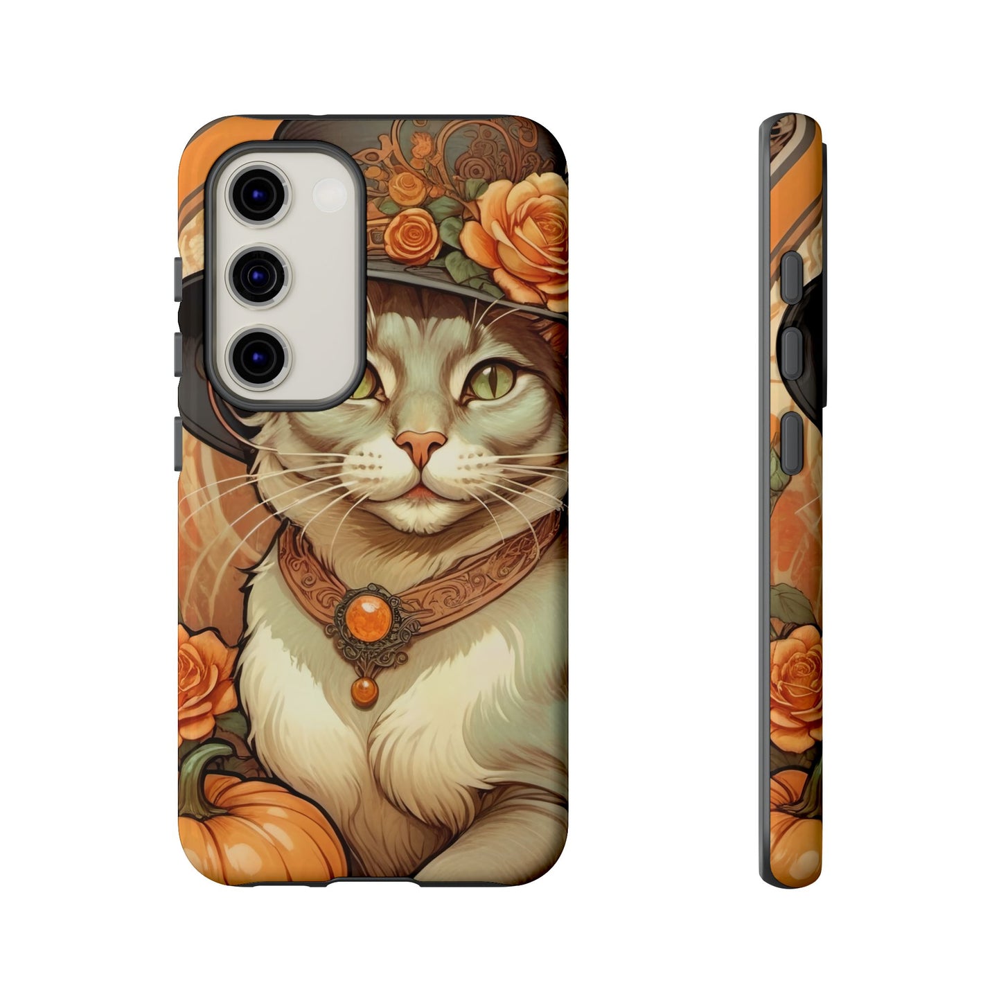 Halloween Alphonse Mucha Tough Phone Cases (A gentleman cat)