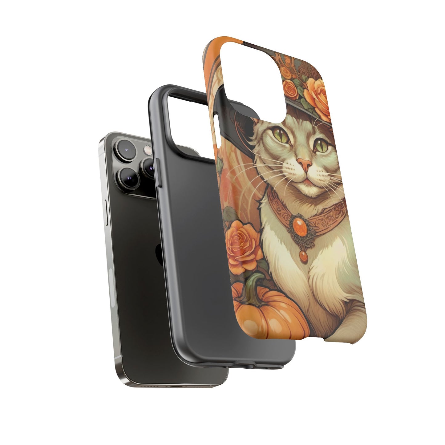 Halloween Alphonse Mucha Tough Phone Cases (A gentleman cat)