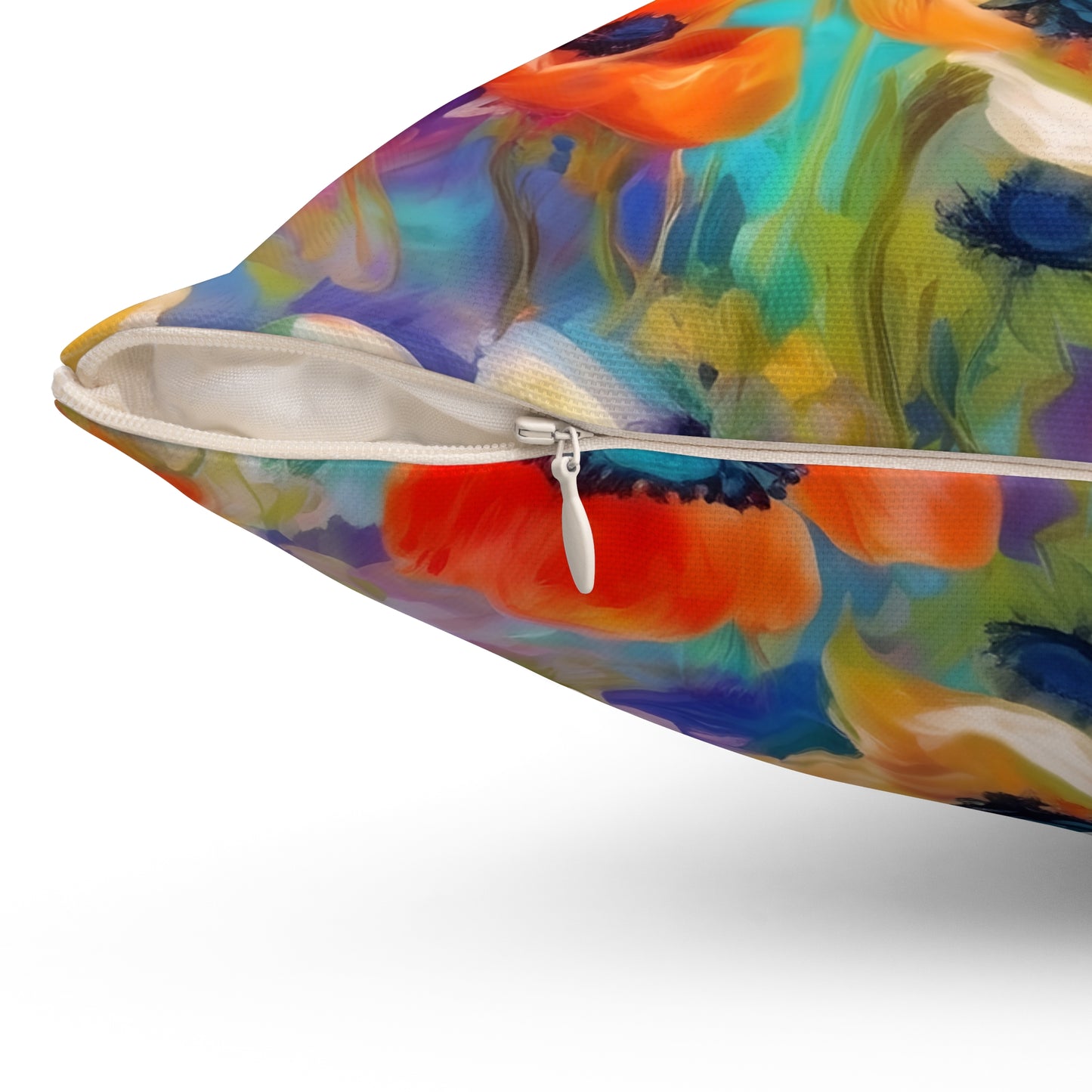 Claude Monet inspired Colorful Anemones Square Pillow 2