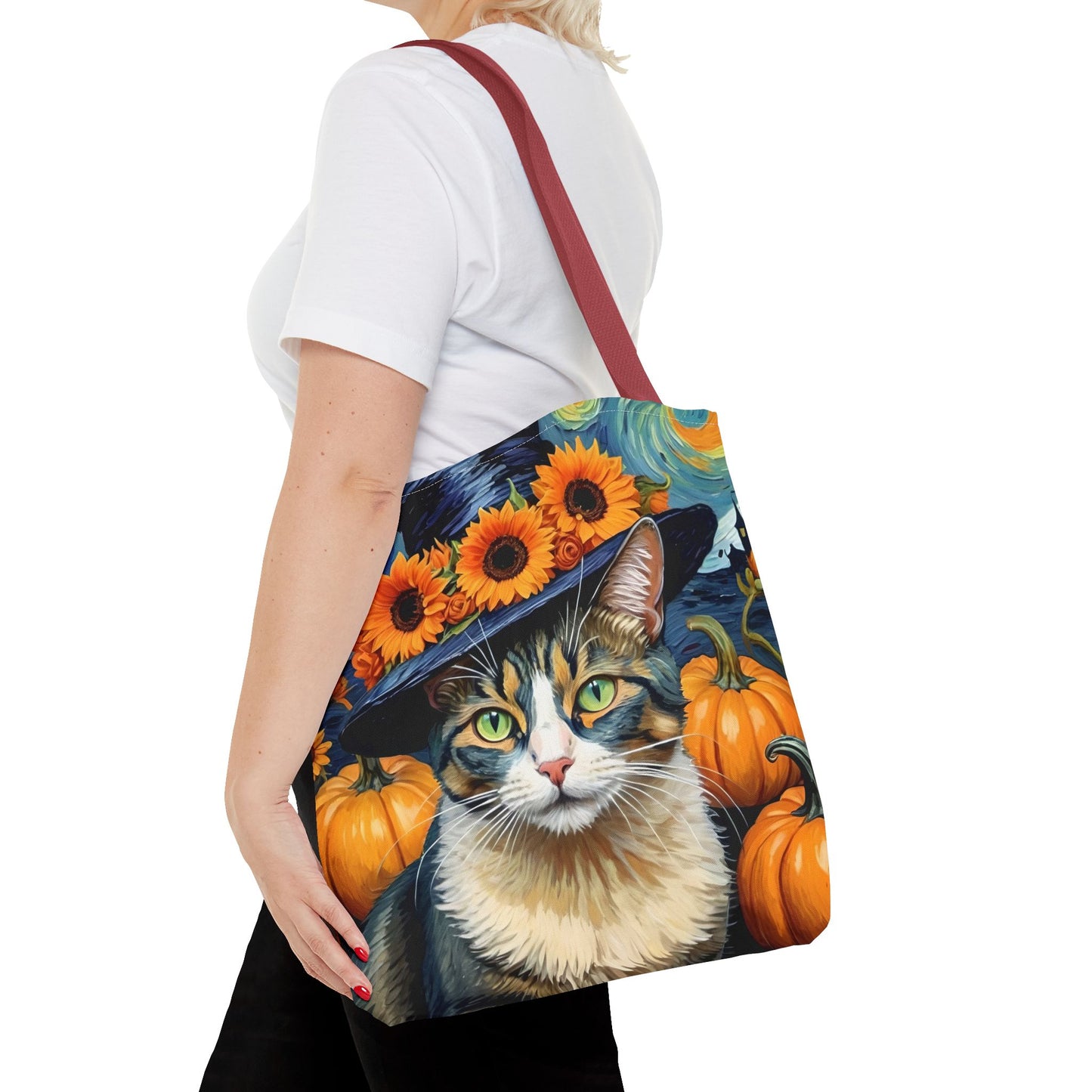 Van Gogh-Inspired Halloween Cat Tote