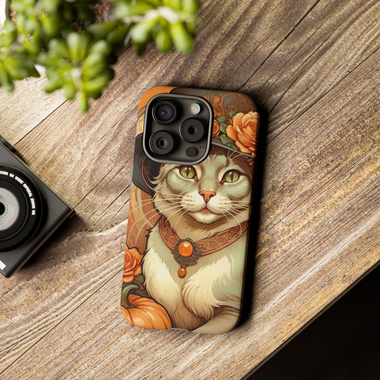 Halloween Alphonse Mucha Tough Phone Cases (A gentleman cat)