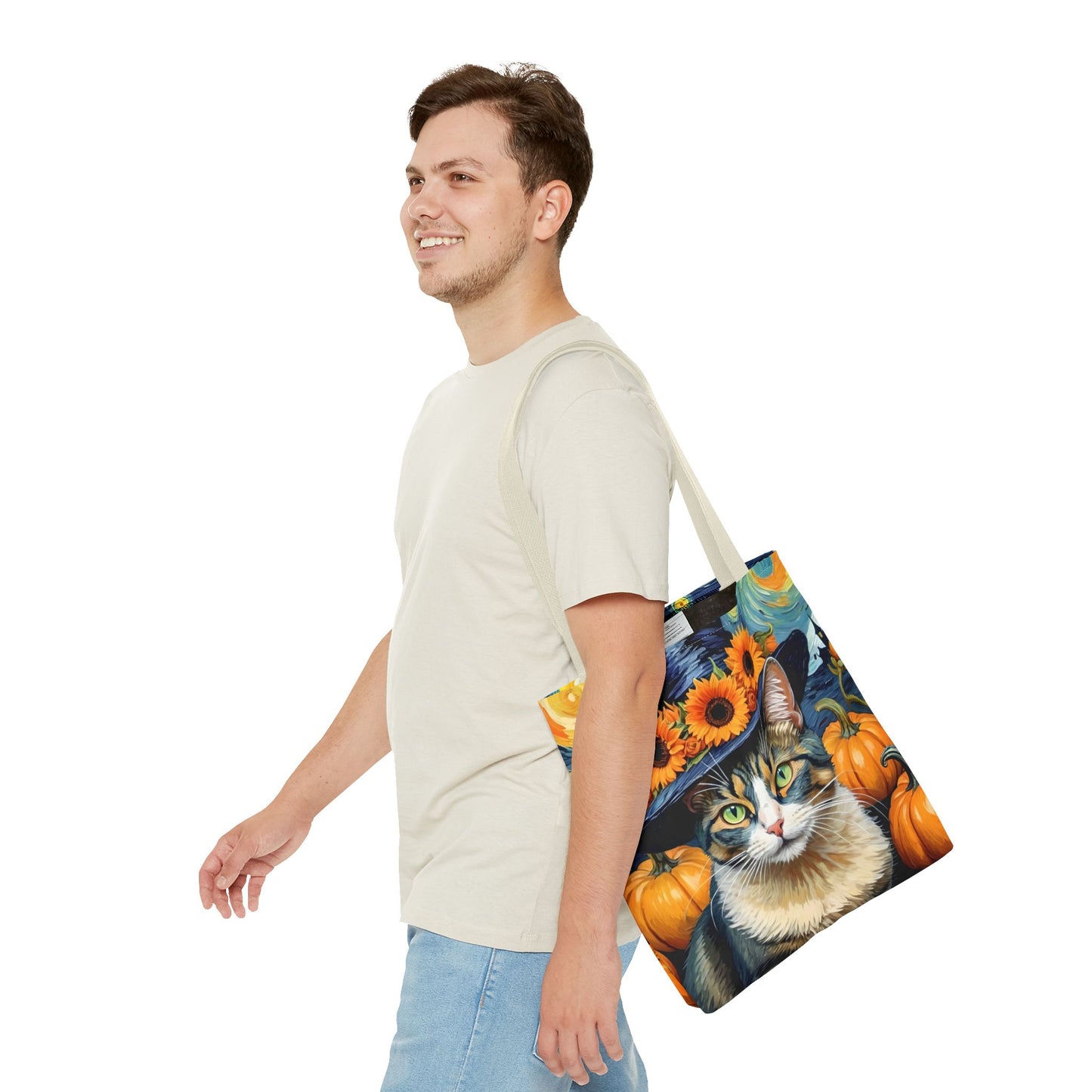 Van Gogh-Inspired Halloween Cat Tote