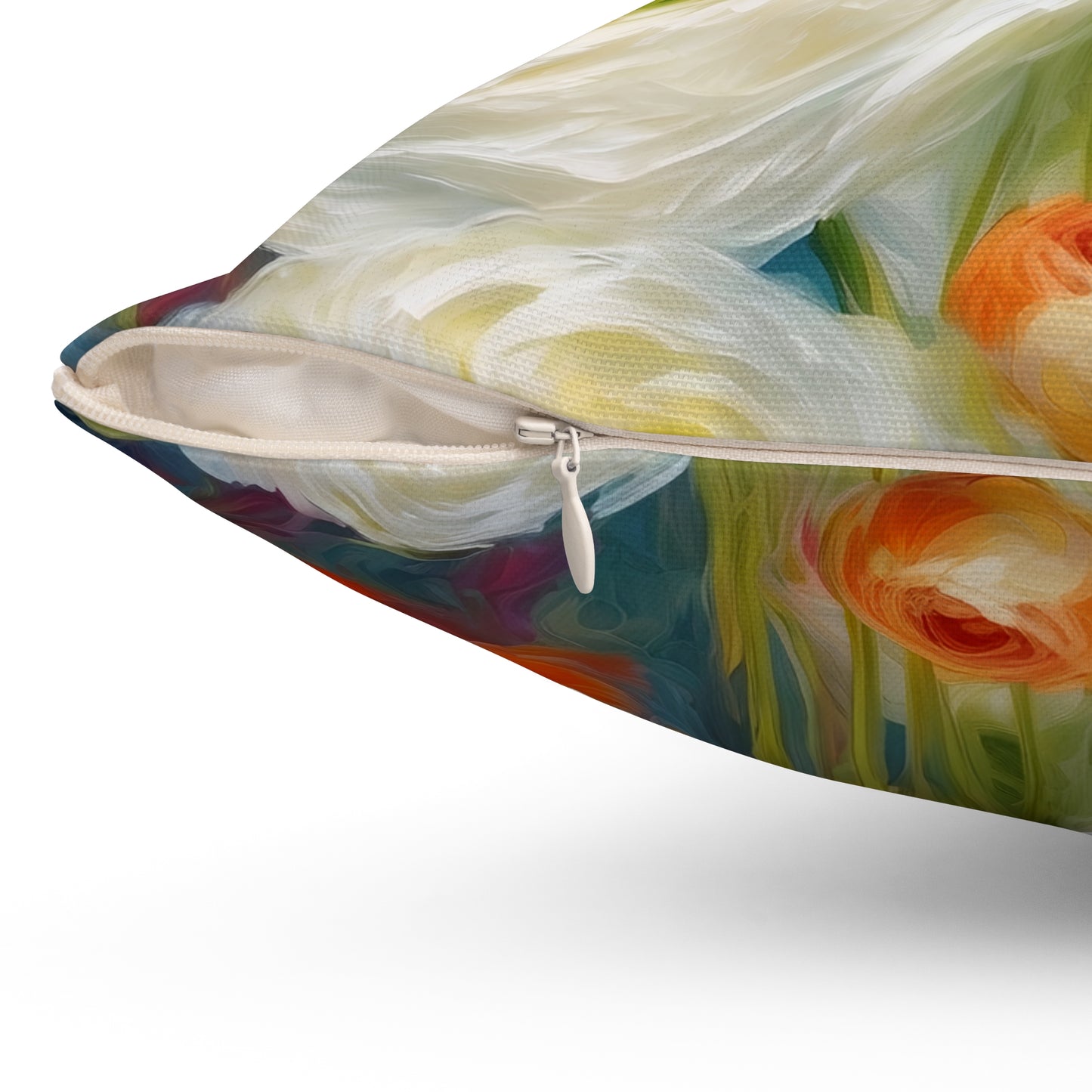 Claude Monet inspired White Ranunculus Square Pillow