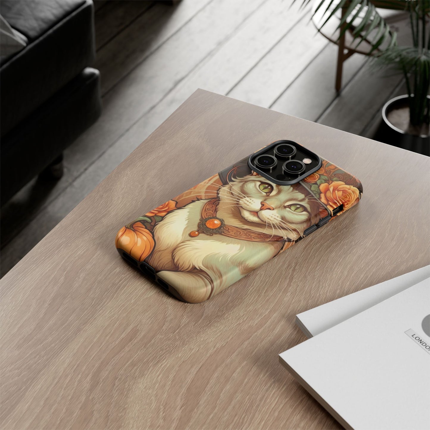 Halloween Alphonse Mucha Tough Phone Cases (A gentleman cat)