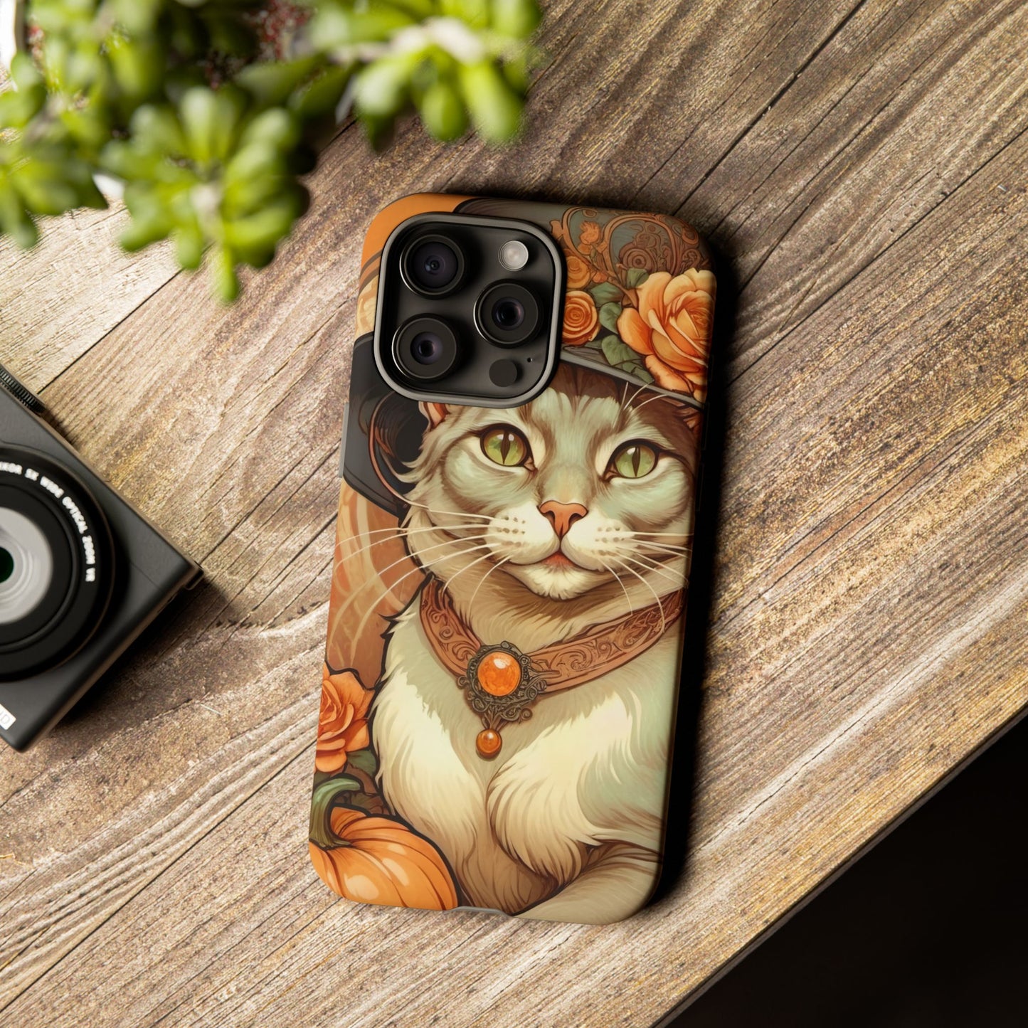 Halloween Alphonse Mucha Tough Phone Cases (A gentleman cat)