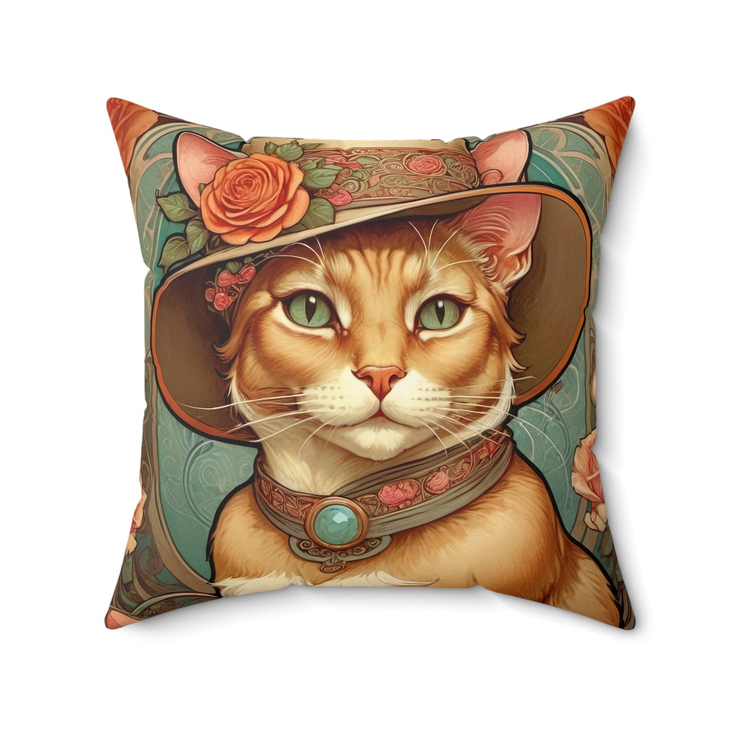 Art Nouveau Cat Square Pillow