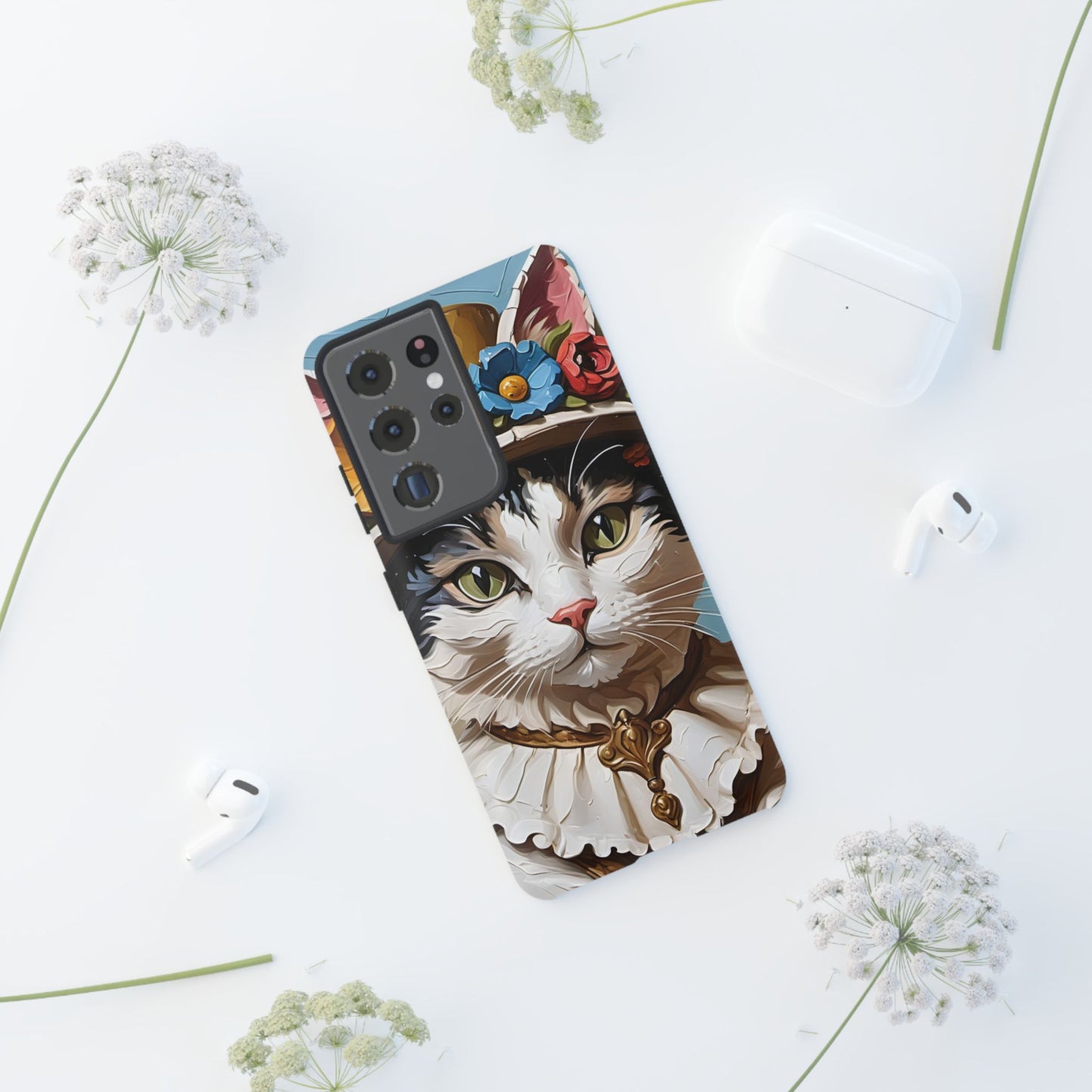 Oil Painting Cat Tough Phone Cases (A Lady)