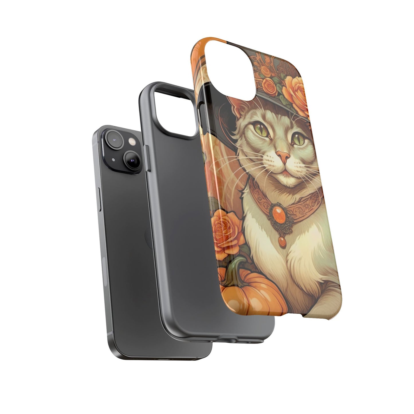 Halloween Alphonse Mucha Tough Phone Cases (A gentleman cat)
