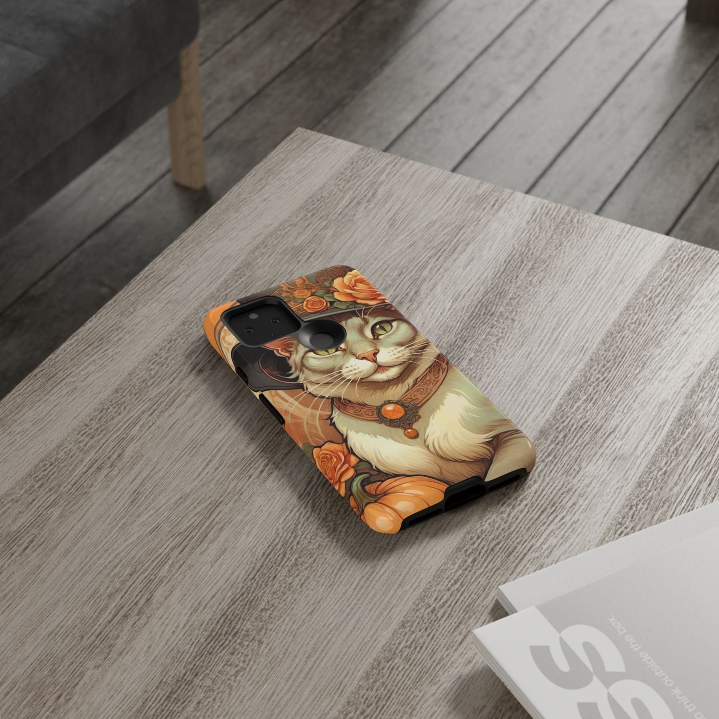 Halloween Alphonse Mucha Tough Phone Cases (A gentleman cat)