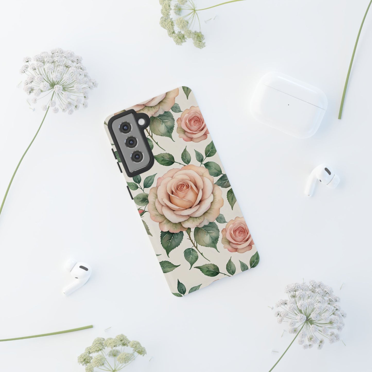 Watercolor Large Roses Tough Cases