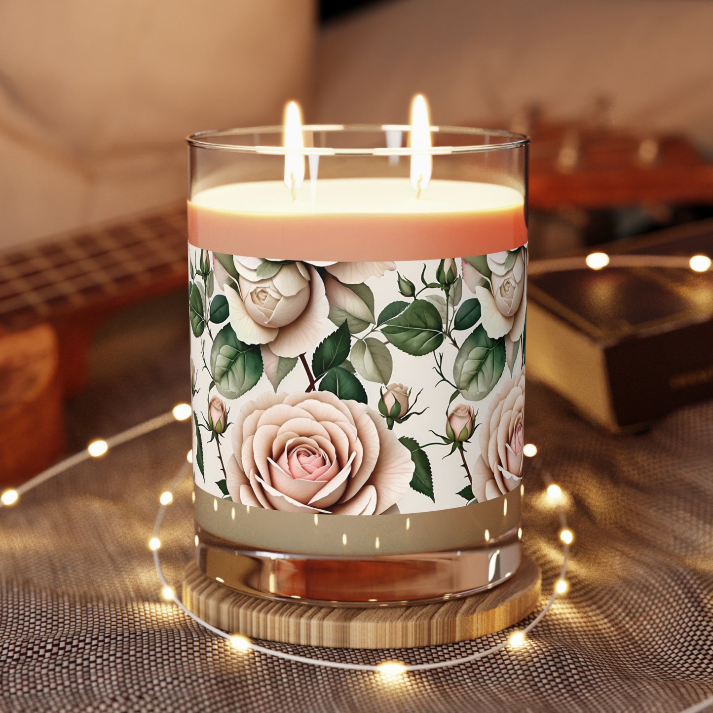 Watercolor Roses Scented Candle - Full Glass, 11oz
