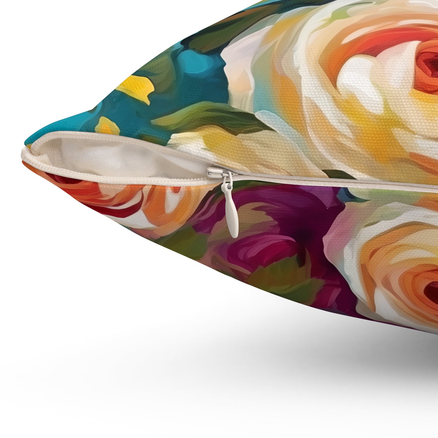 Claude Monet inspired Colorful Roses Square Pillow