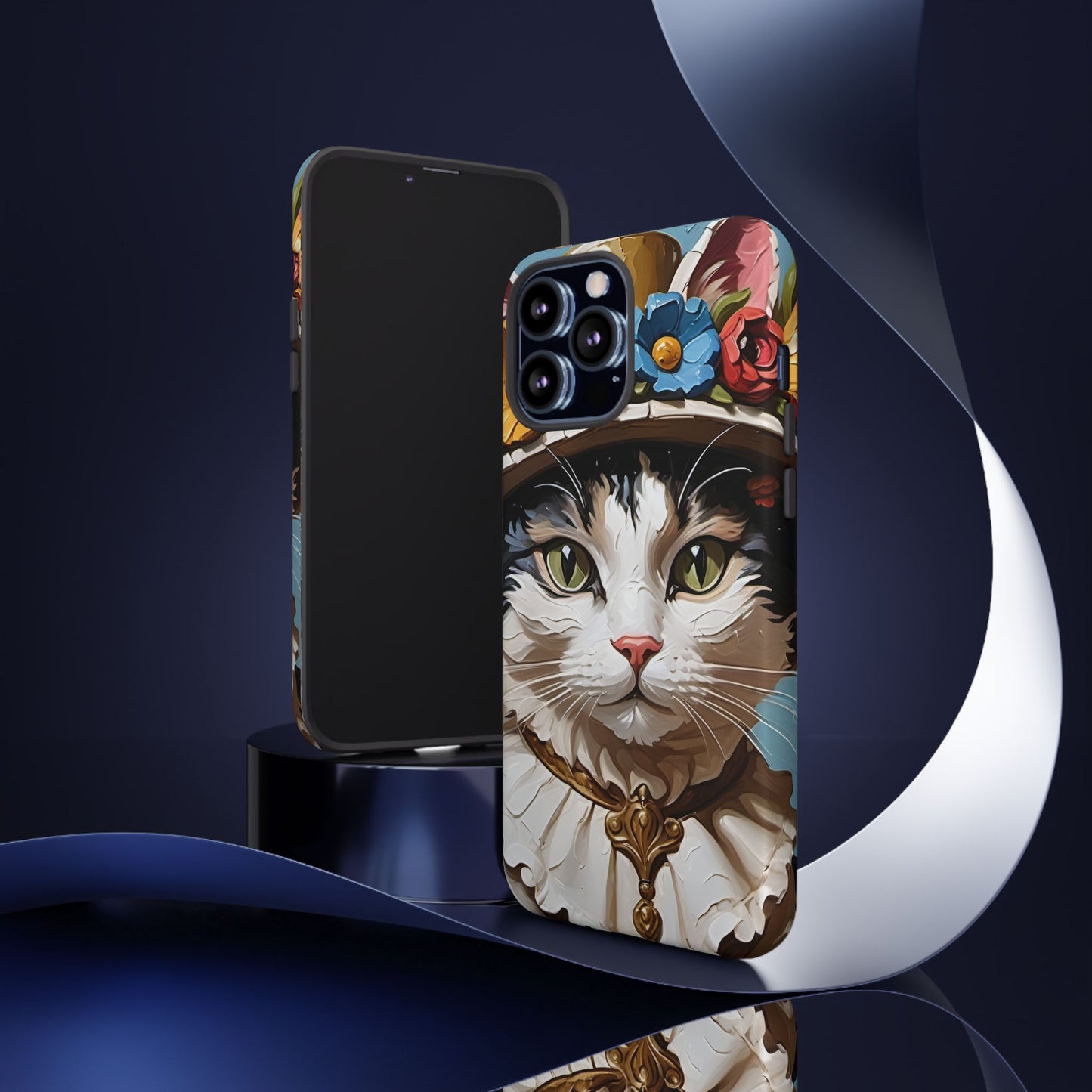 Oil Painting Cat Tough Phone Cases (A Lady)
