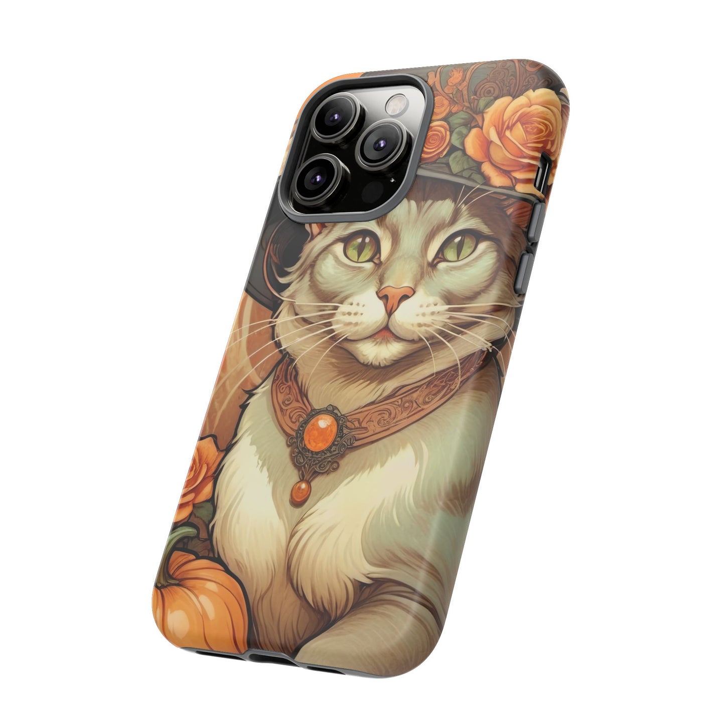Halloween Alphonse Mucha Tough Phone Cases (A gentleman cat)