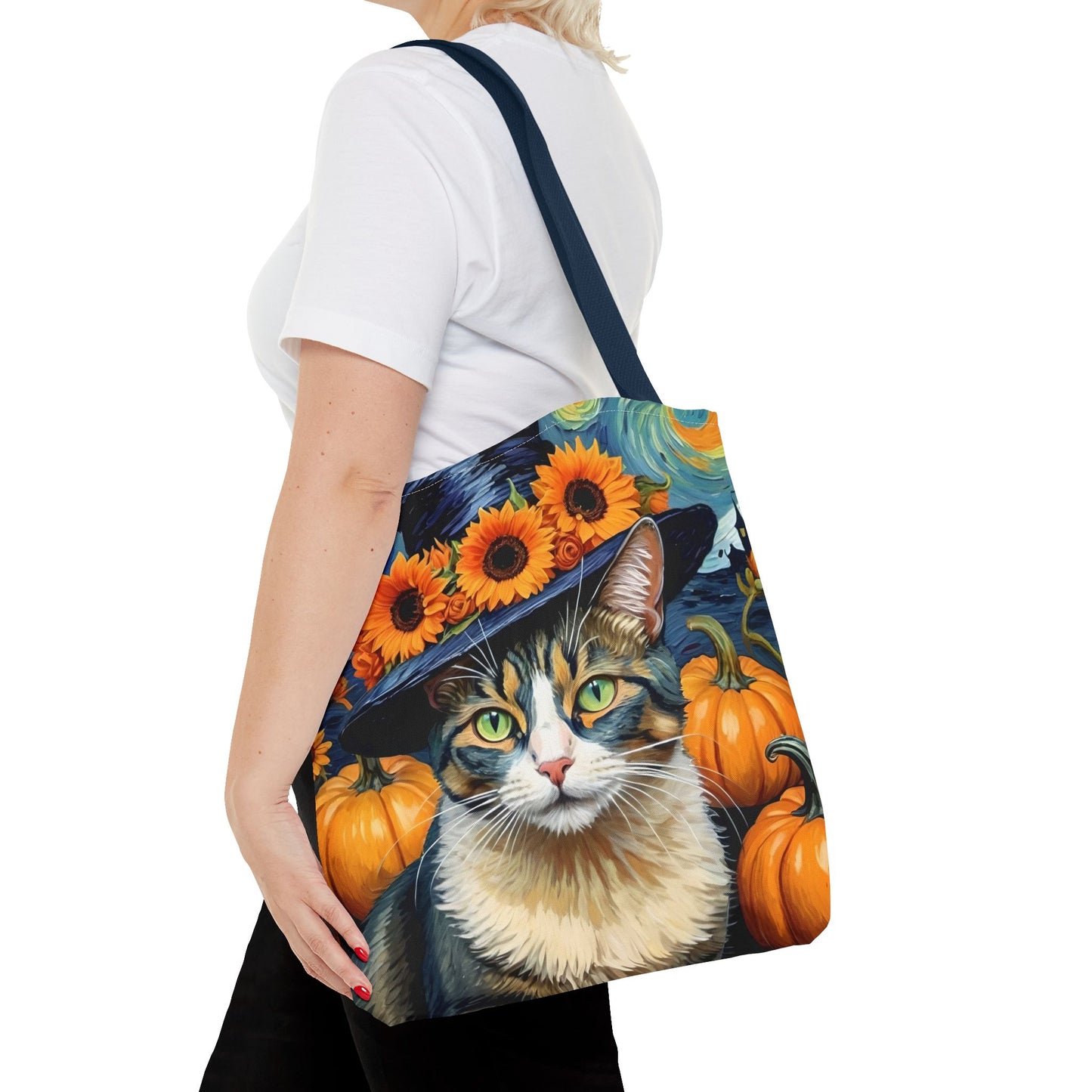 Van Gogh-Inspired Halloween Cat Tote