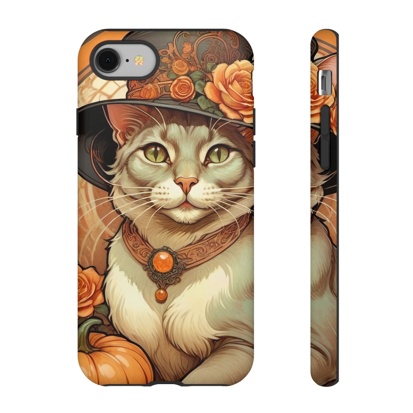 Halloween Alphonse Mucha Tough Phone Cases (A gentleman cat)