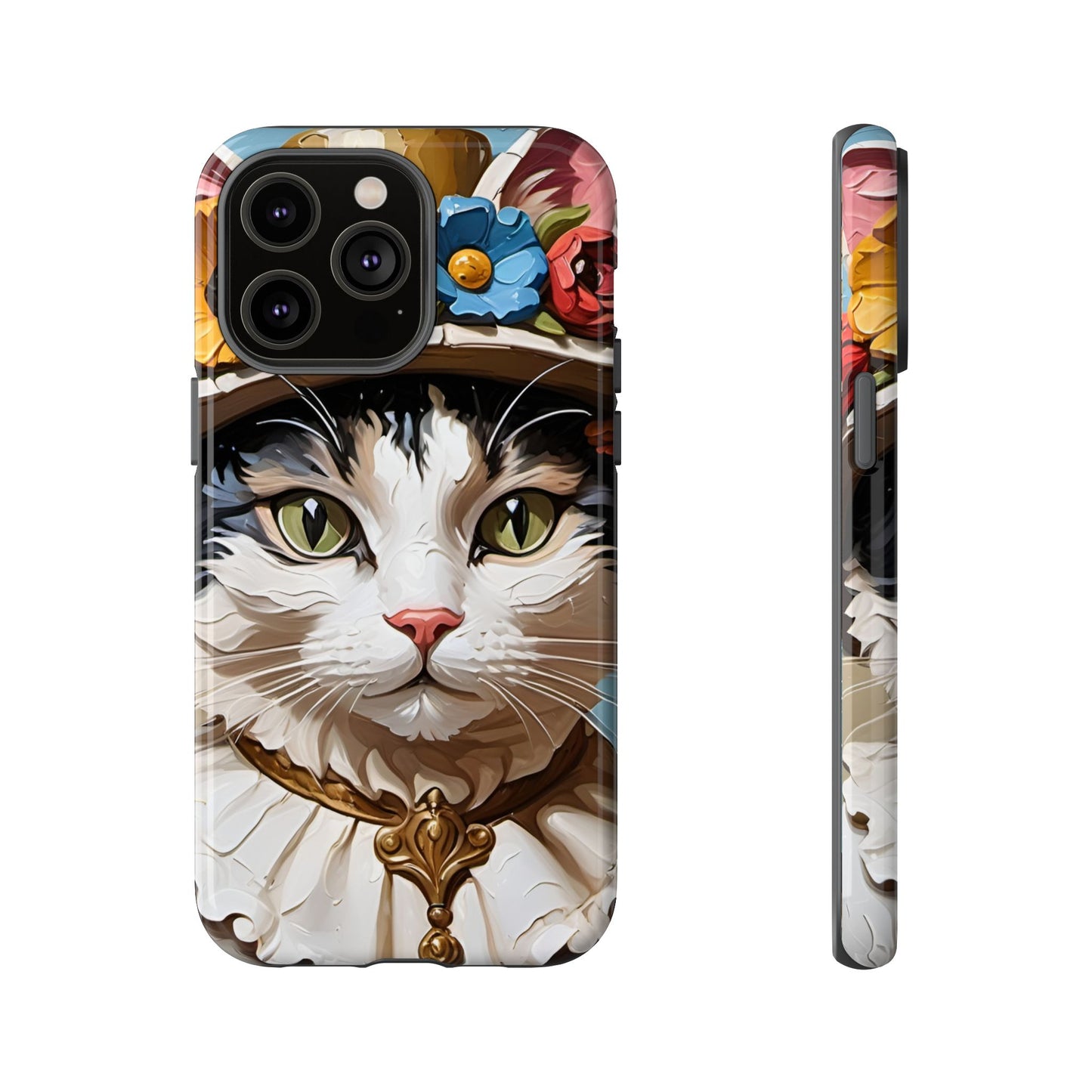 Oil Painting Cat Tough Phone Cases (A Lady)