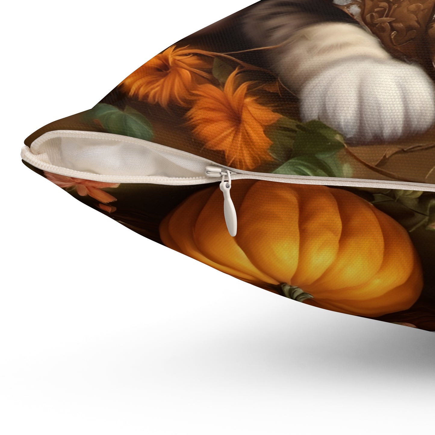 Halloween Rococo Kitten Square Pillow
