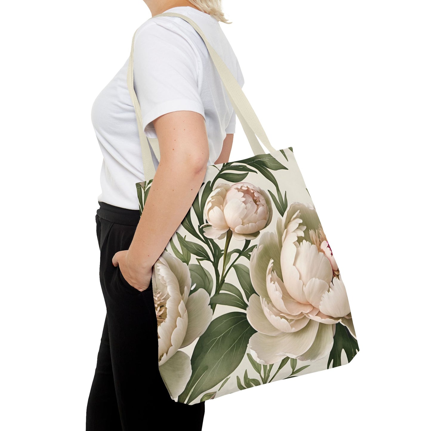 Large Watercolor Peonies Tote Bag