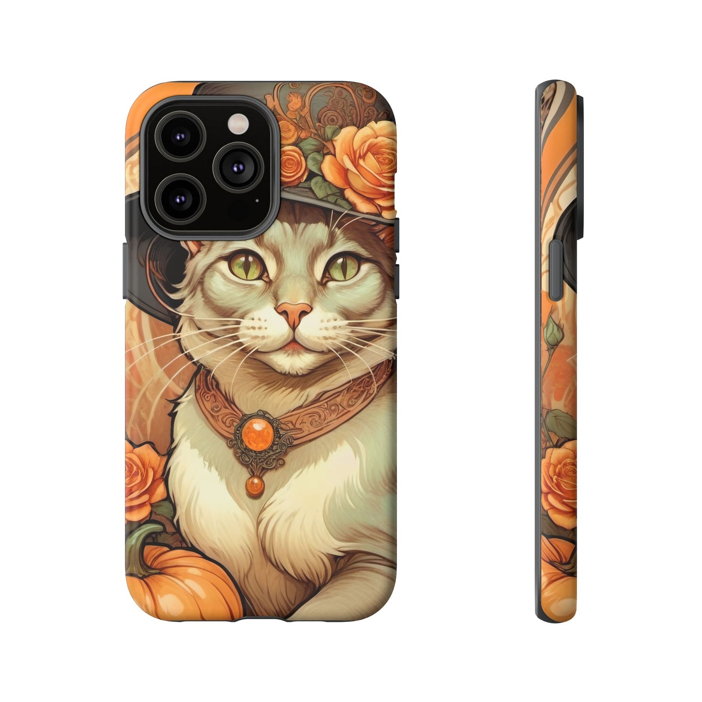 Halloween Alphonse Mucha Tough Phone Cases (A gentleman cat)