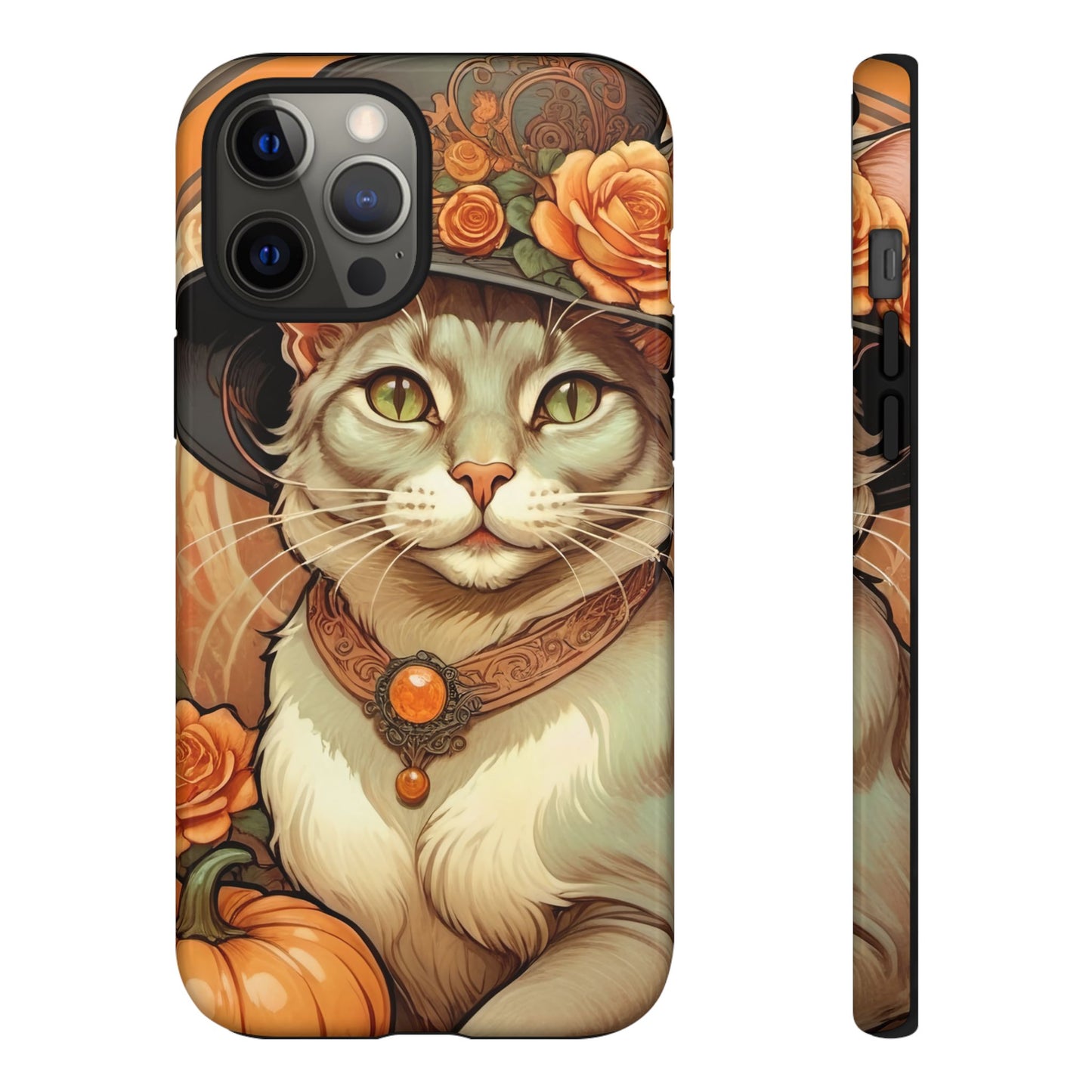 Halloween Alphonse Mucha Tough Phone Cases (A gentleman cat)