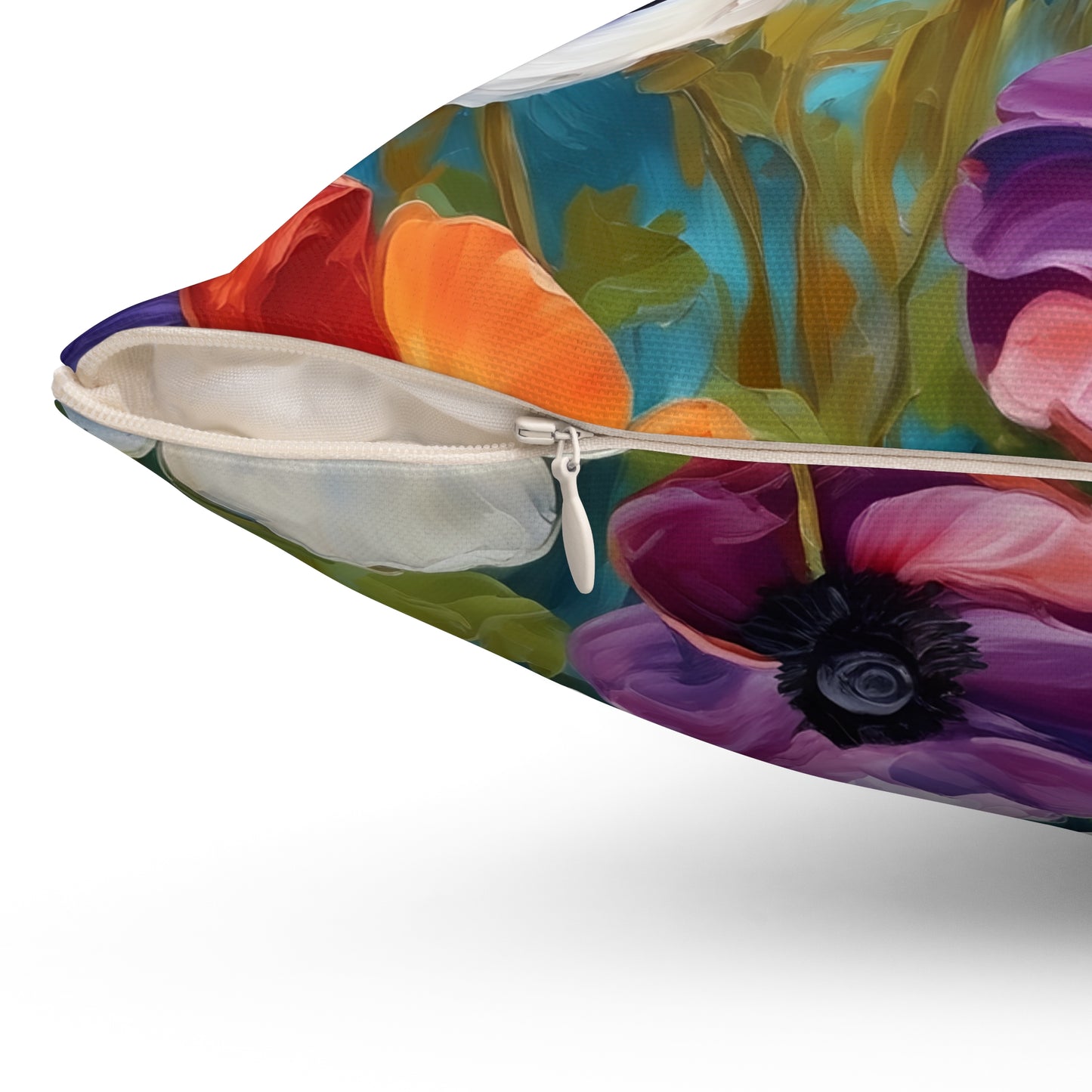 Claude Monet inspired Colorful Anemones Square Pillow