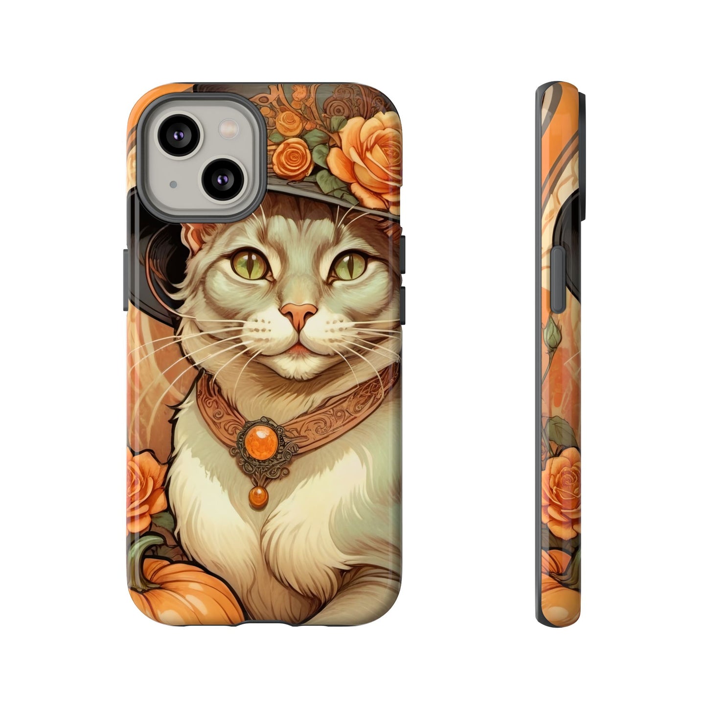 Halloween Alphonse Mucha Tough Phone Cases (A gentleman cat)