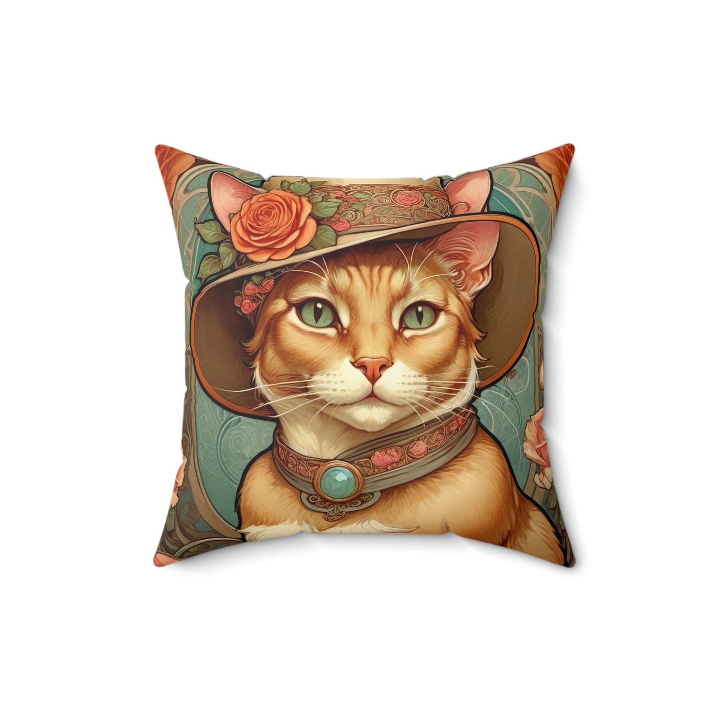 Art Nouveau Cat Square Pillow