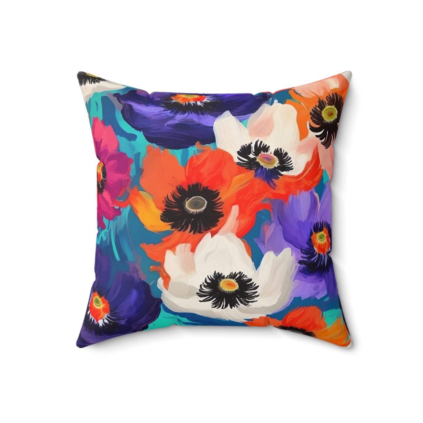 Fauvism inspired Colorful Anemones Square Pillow