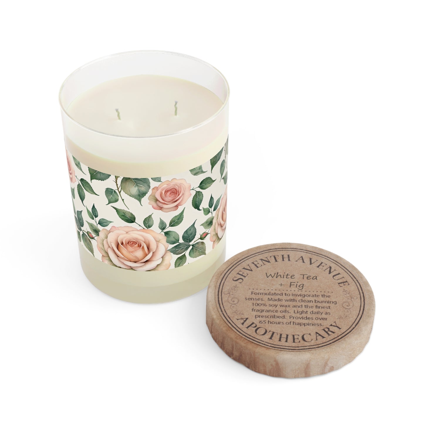 Watercolor Roses Scented Candle 3 - Full Glass, 11oz