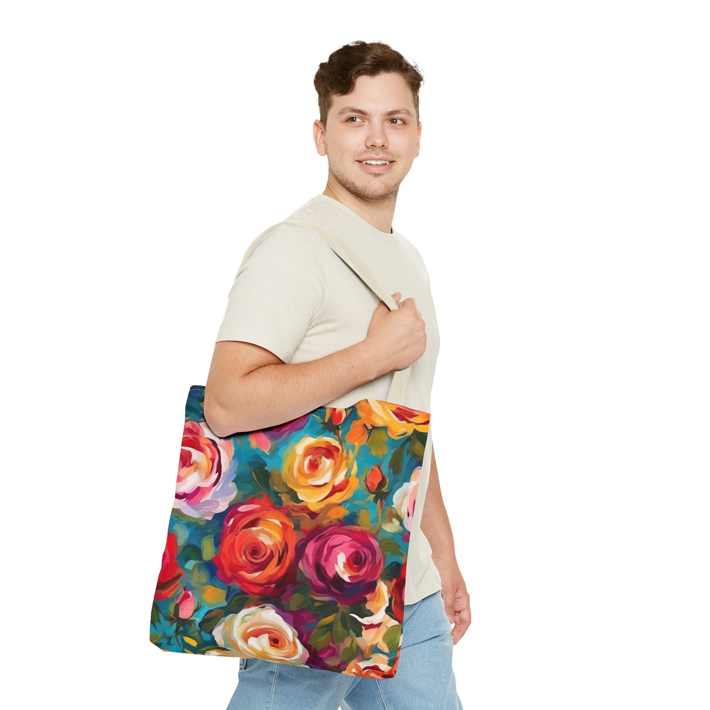 Claude Monet inspired Colorful Garden Roses Tote Bag