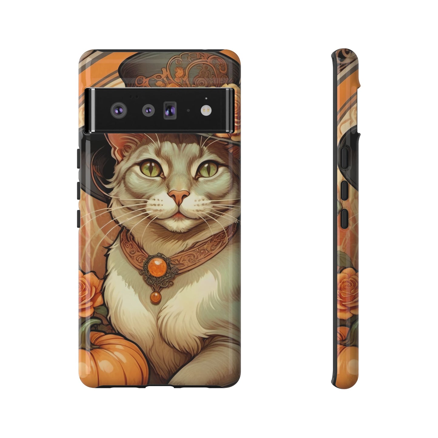 Halloween Alphonse Mucha Tough Phone Cases (A gentleman cat)
