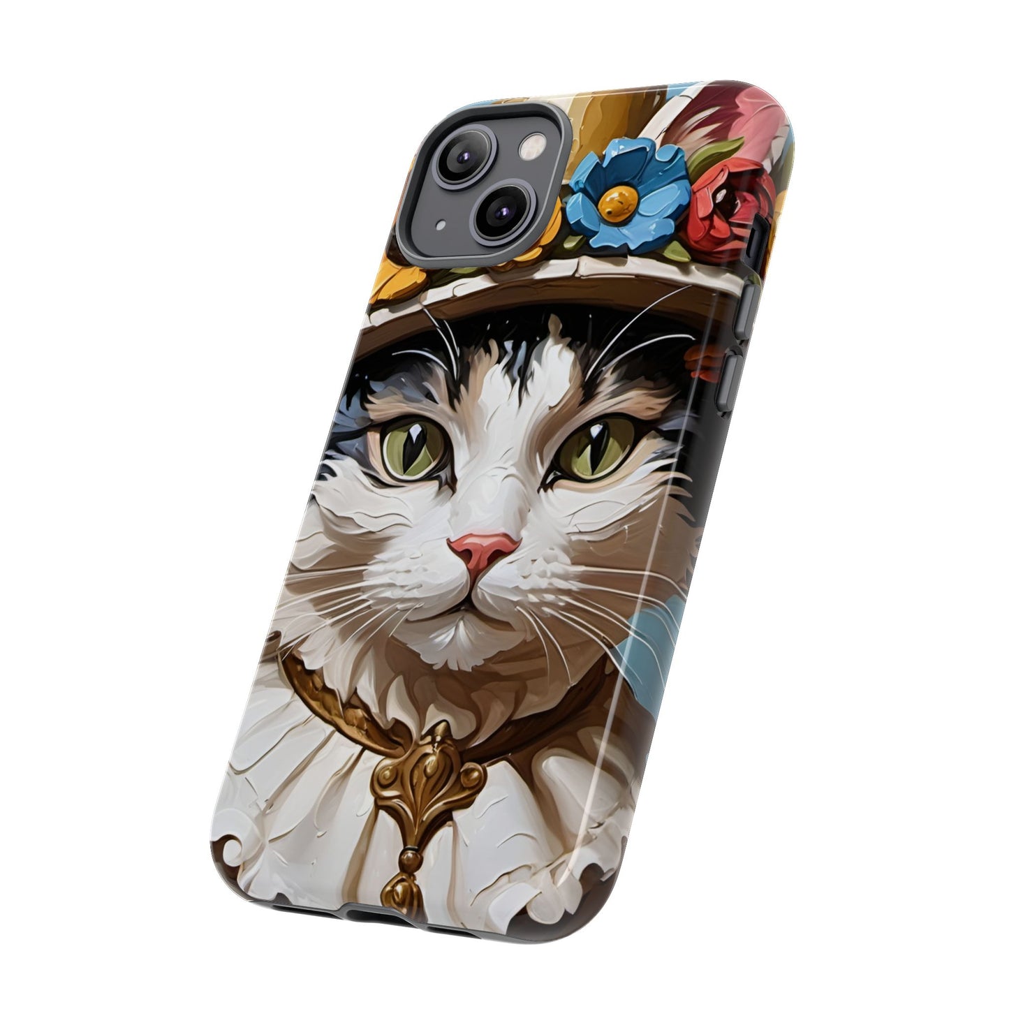 Oil Painting Cat Tough Phone Cases (A Lady)
