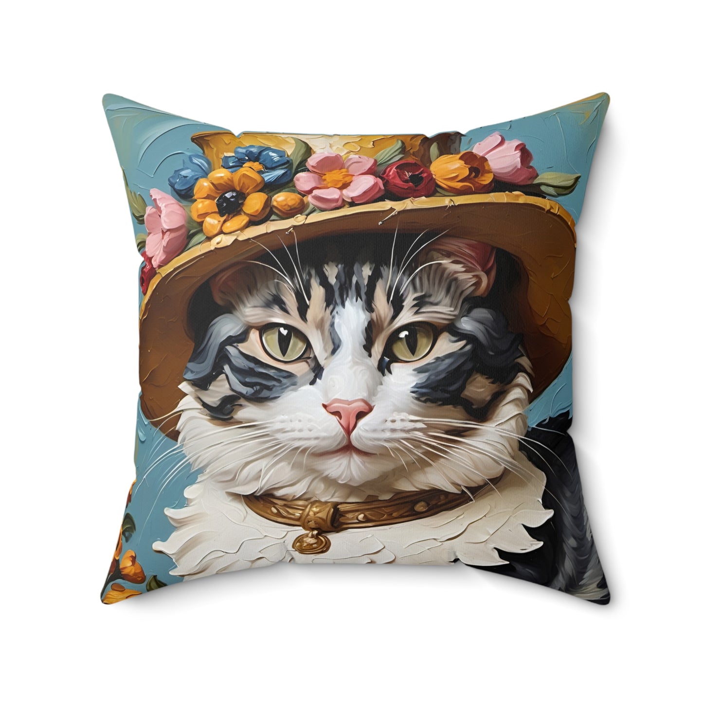 Oil Painting Cat Square Pillow