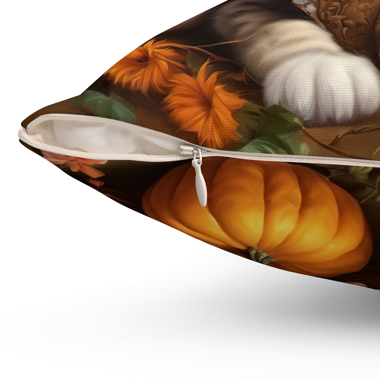 Halloween Rococo Kitten Square Pillow