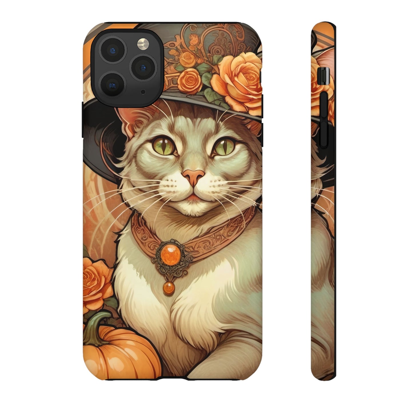 Halloween Alphonse Mucha Tough Phone Cases (A gentleman cat)