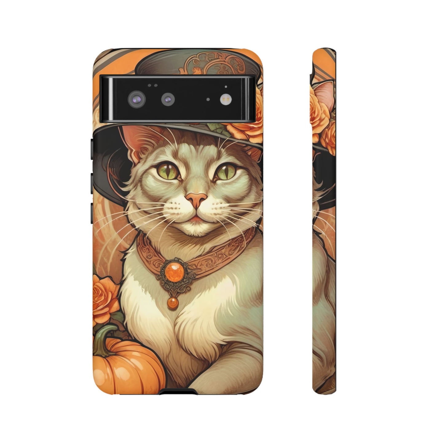 Halloween Alphonse Mucha Tough Phone Cases (A gentleman cat)