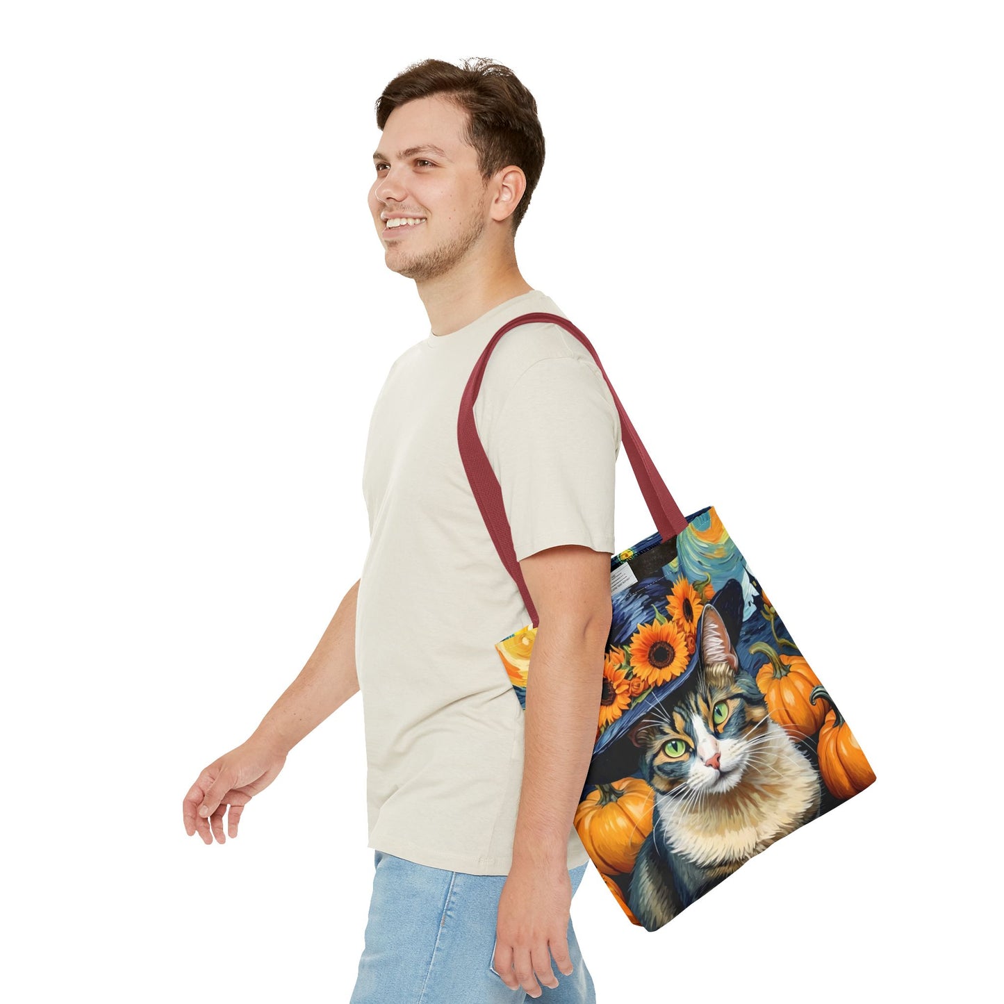 Van Gogh-Inspired Halloween Cat Tote