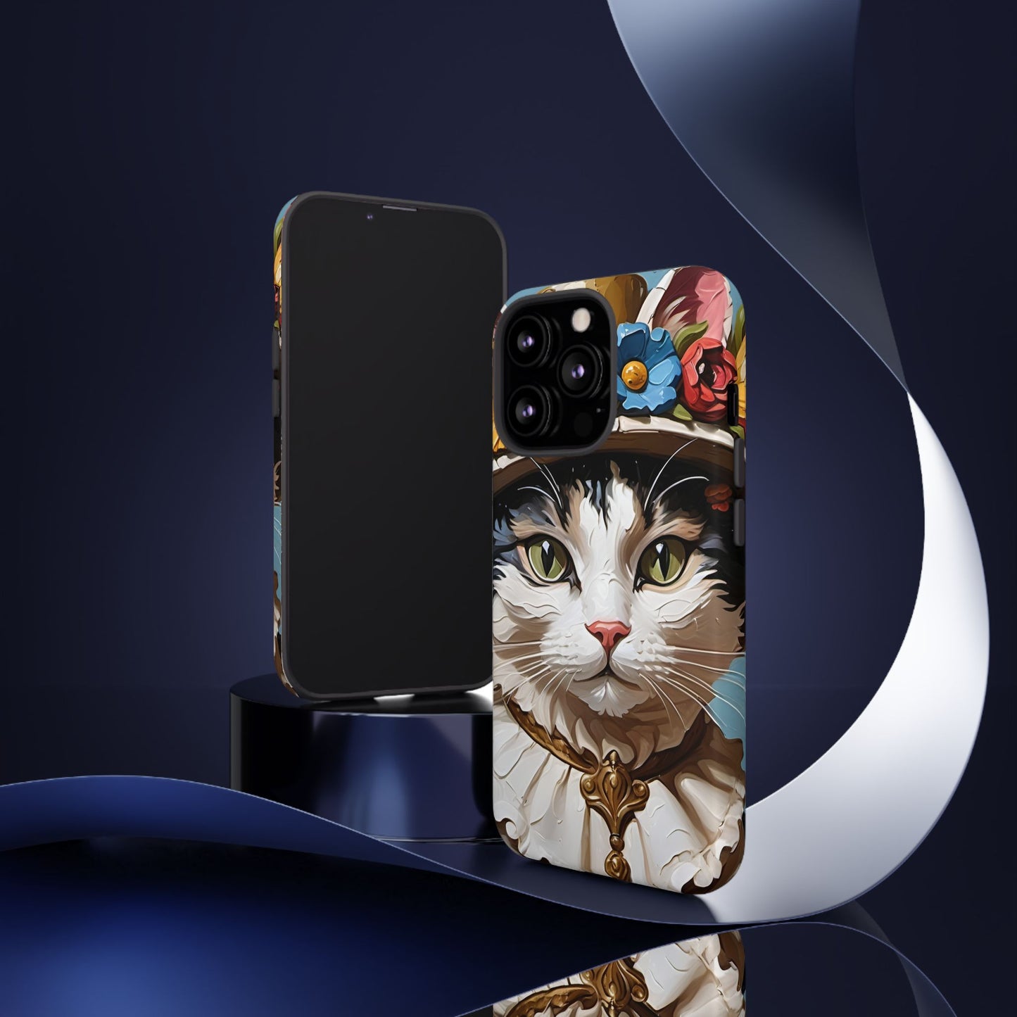 Oil Painting Cat Tough Phone Cases (A Lady)