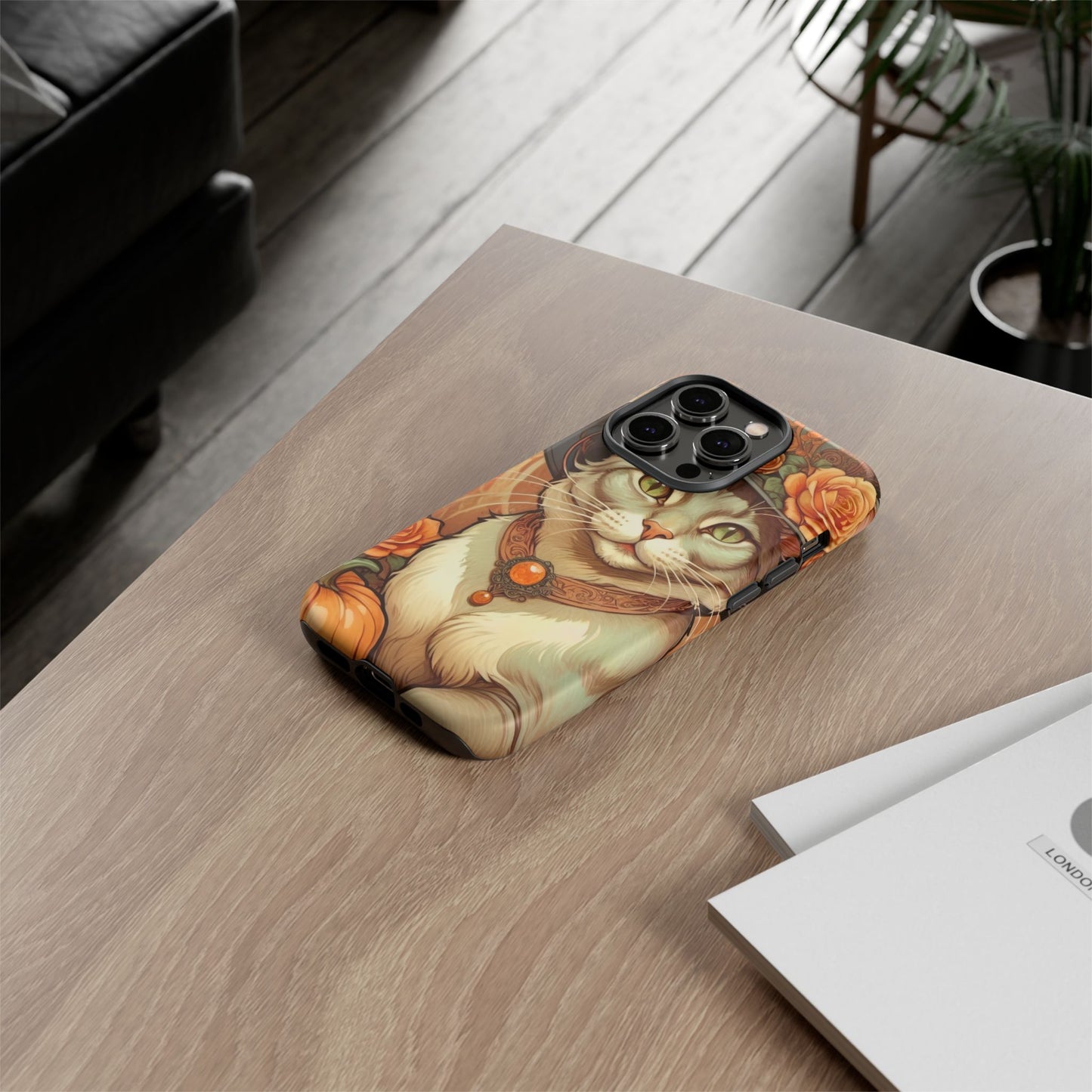 Halloween Alphonse Mucha Tough Phone Cases (A gentleman cat)