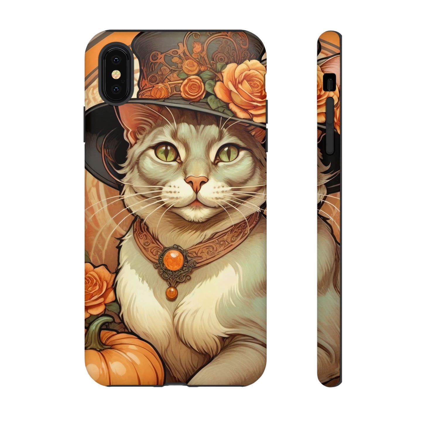 Halloween Alphonse Mucha Tough Phone Cases (A gentleman cat)