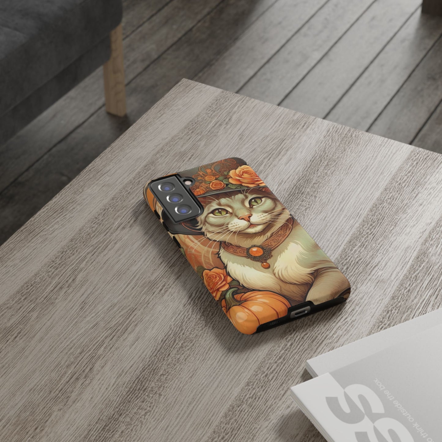 Halloween Alphonse Mucha Tough Phone Cases (A gentleman cat)