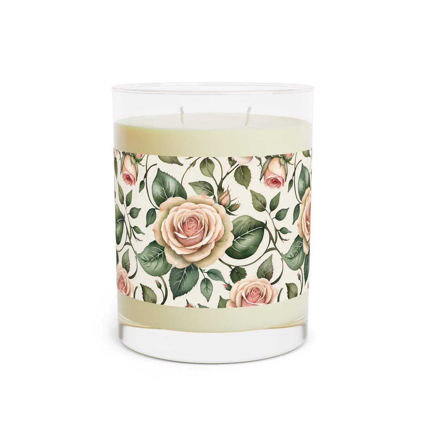 Watercolor Roses Scented Candle 4 - Full Glass, 11oz