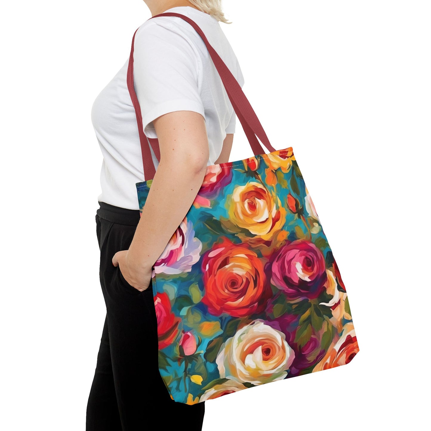 Claude Monet inspired Colorful Garden Roses Tote Bag