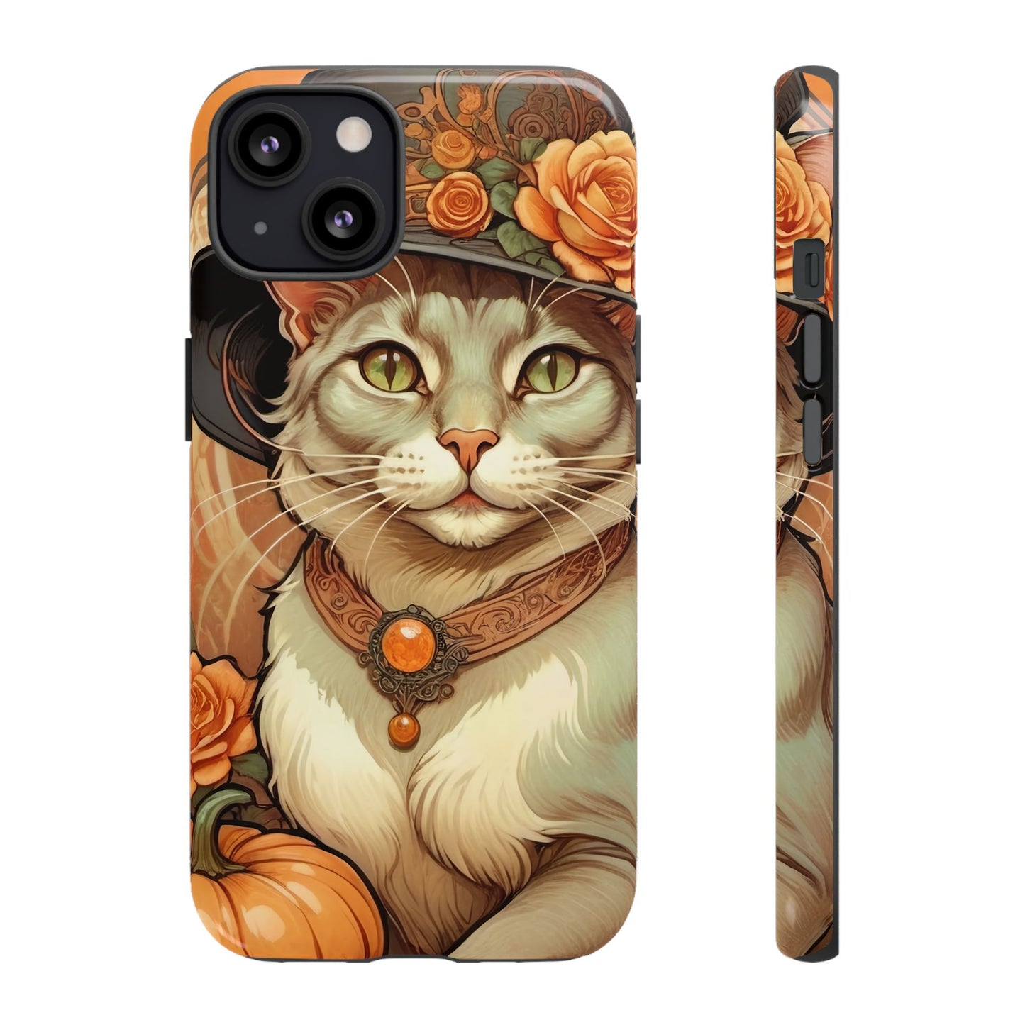 Halloween Alphonse Mucha Tough Phone Cases (A gentleman cat)