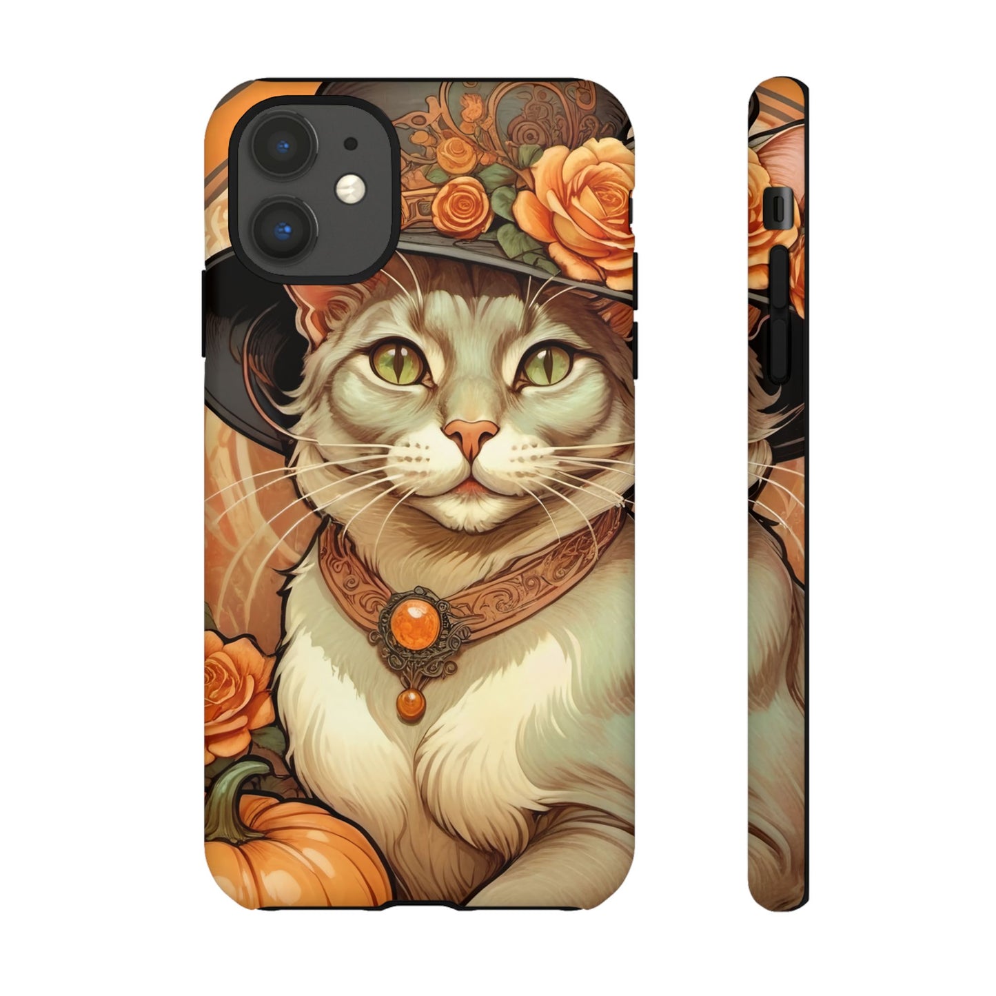 Halloween Alphonse Mucha Tough Phone Cases (A gentleman cat)