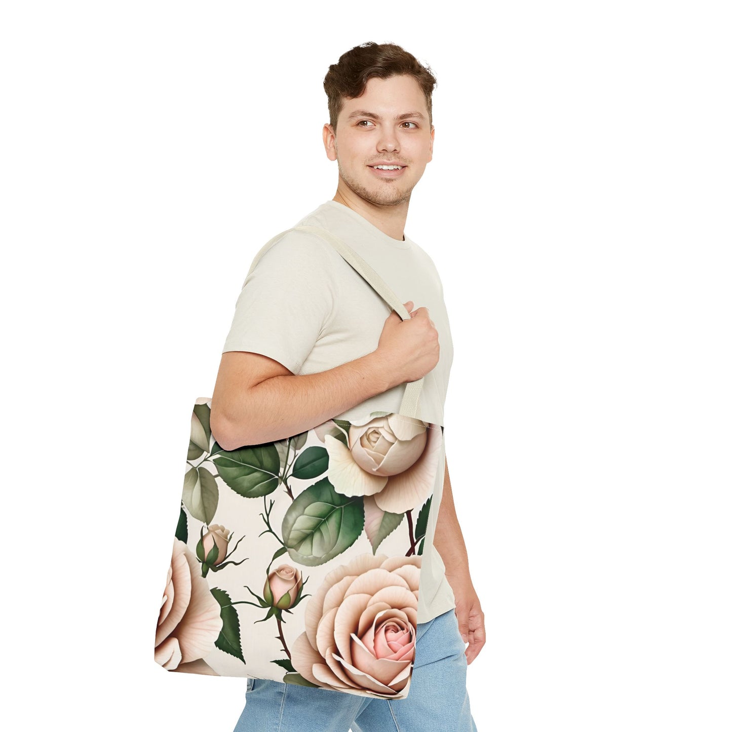 Watercolor Large Pink Roses Tote Bag