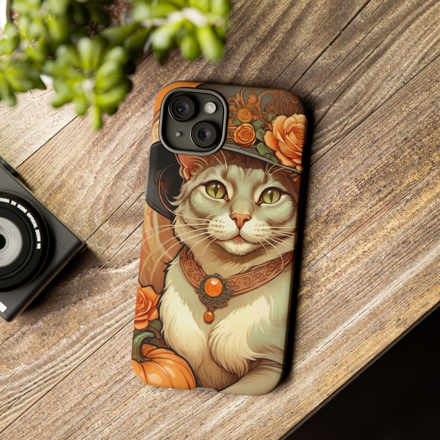 Halloween Alphonse Mucha Tough Phone Cases (A gentleman cat)